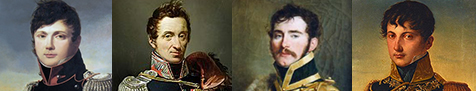 (L to R) Marcellin Marbot, Konstanty Adam Czartoryski, Uknown Cavalry Officer & François Joseph Marie Clary